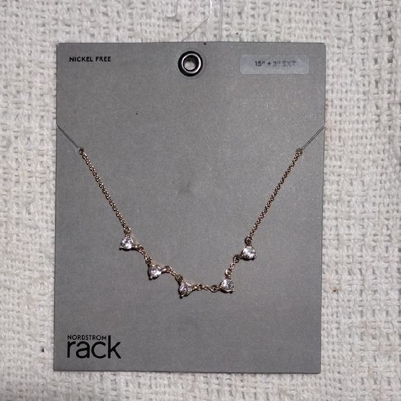 Nordstrom Rack Jewelry - NWT Nordstrom Rack Gold Necklace with Clear Accents 15"+3" Extension